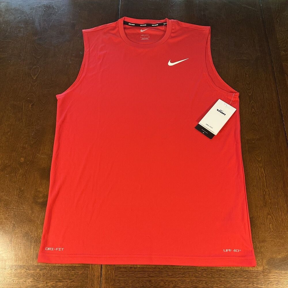 Nike Swim NESSA585-614 Tank Top Men's Small Red Dri-Fit UPF 40+ Rash Guard NWT